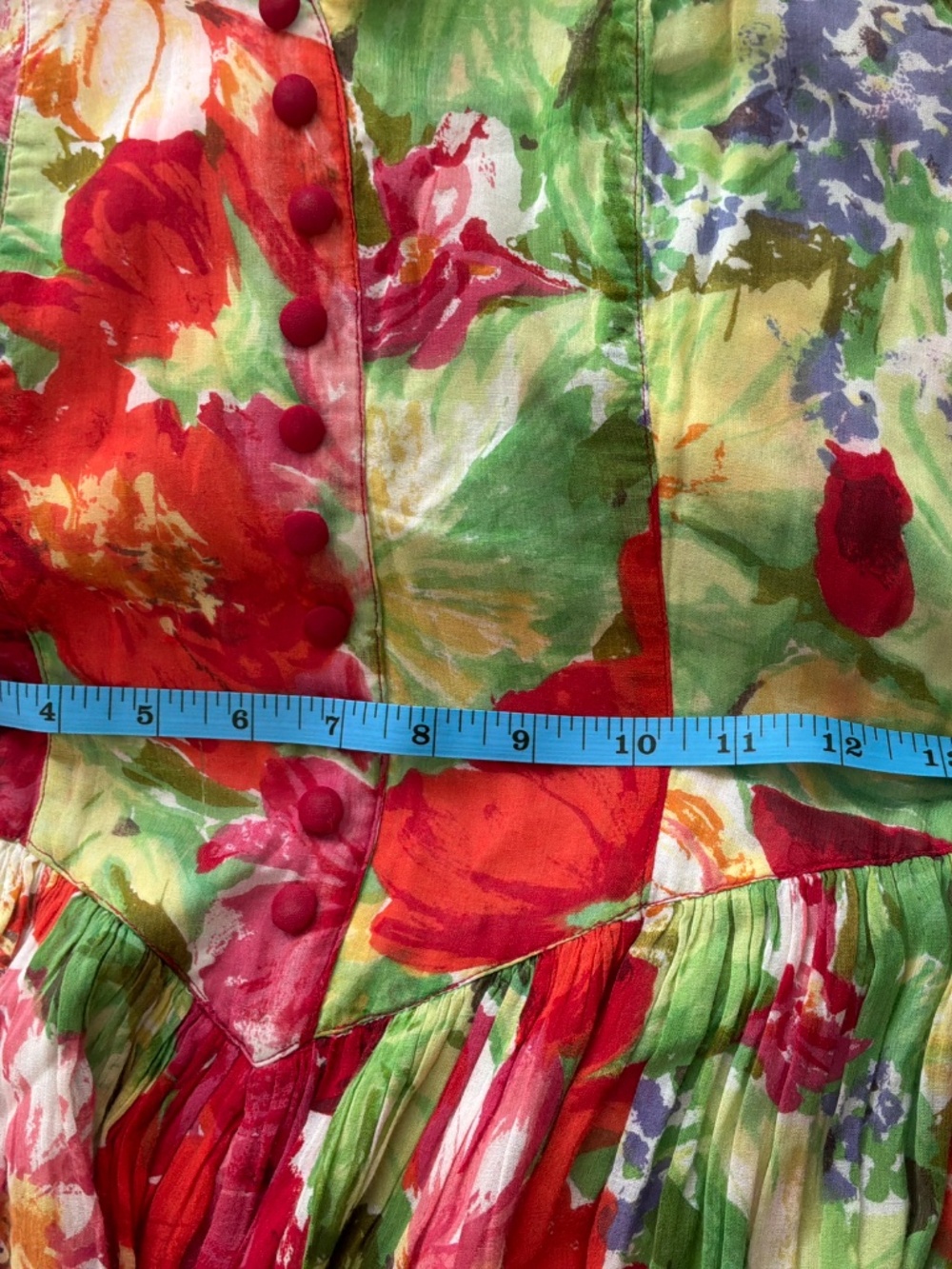 Vintage 90s The Cotton Collection Floral Midi Dress Size VTG Small (fits XS) - Picture 7 of 8